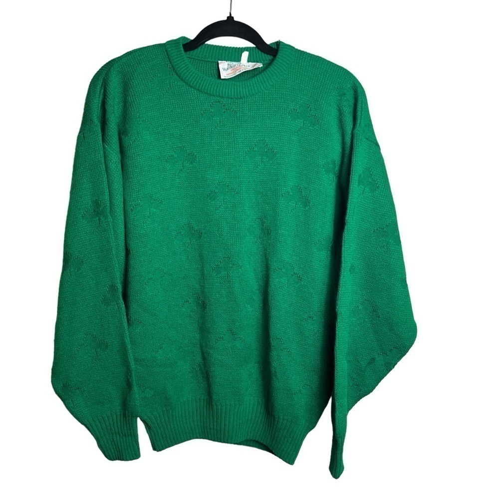 Quill's Woolen Market Sweater Vintage Shamrock Ireland Hand Crafted Size Small